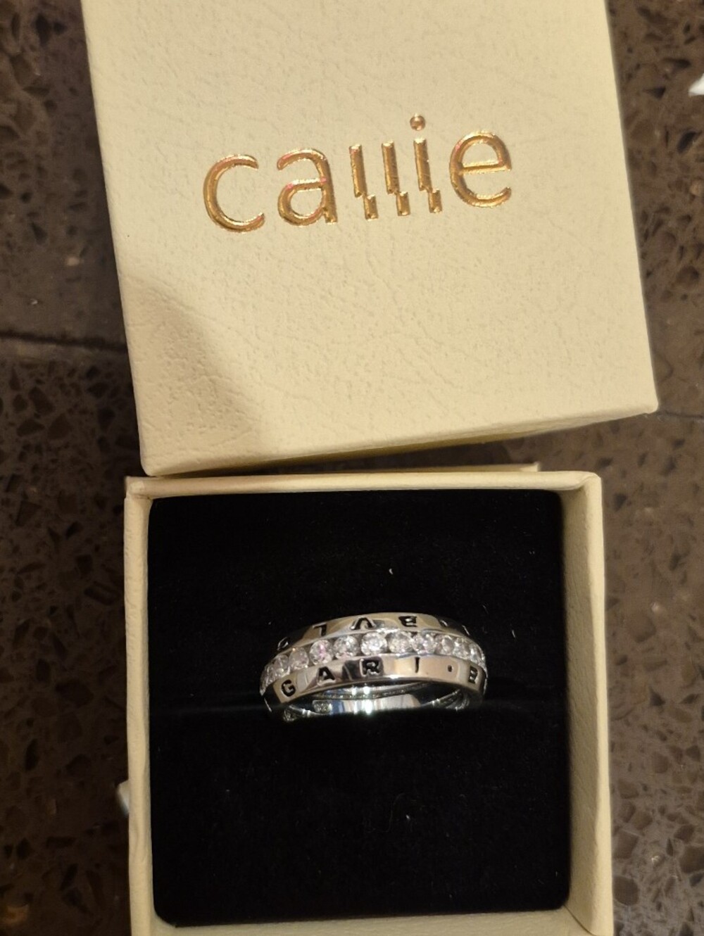 Bulgari Silver Crystal Band Ring